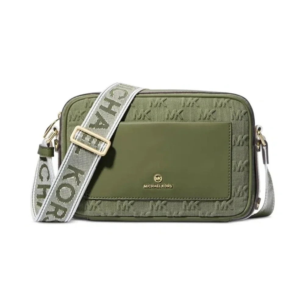 Michael Kors Maeve Logo Large East West Pocket Crossbody Smokey Olive‎ Green